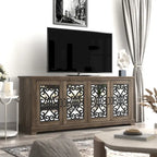 GALANO Calidia 68.2 in. Grey Stone 4-Door Wide TV Stand for TVs up to 75 in. - 68.2L x 17.1W x 29.3H