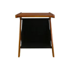 Casual Home Z-Shaped Sofa Side Table with Canvas Storage Basket