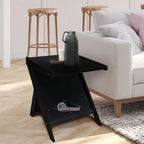 Casual Home Z-Shaped Sofa Side Table with Canvas Storage Basket