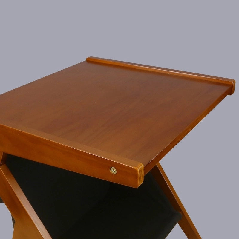 Casual Home Z-Shaped Sofa Side Table with Canvas Storage Basket