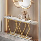 70.9 Inch Extra Long Modern Sofa Console Table with Faux Marble Tabletop Base Gold Frame for Living Room Entryway Hallway
