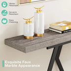 70.9 Inch Extra Long Modern Sofa Console Table with Faux Marble Tabletop Base Gold Frame for Living Room Entryway Hallway