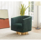 SAFAVIEH Couture Matejka Swivel Channel Tufted Barrel Chair - 28 W x 31 L x 30 H - 28Wx31Dx30H
