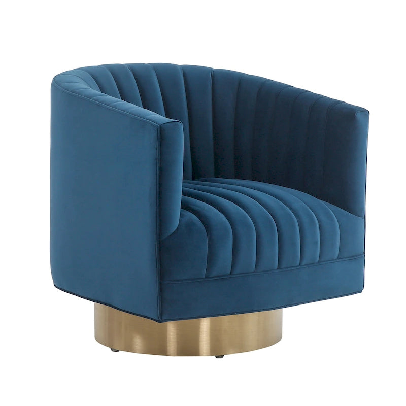 SAFAVIEH Couture Matejka Swivel Channel Tufted Barrel Chair - 28 W x 31 L x 30 H - 28Wx31Dx30H