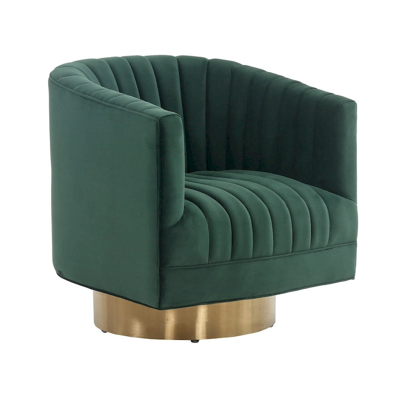 SAFAVIEH Couture Matejka Swivel Channel Tufted Barrel Chair - 28 W x 31 L x 30 H - 28Wx31Dx30H