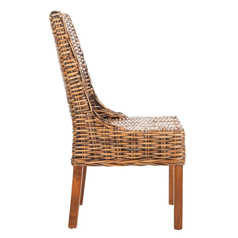 SAFAVIEH Charolette Indoor Wicker Brown Sloping Arm Chairs (Set of 2) - 20 x 24 x 39 - 20Wx24Dx39H