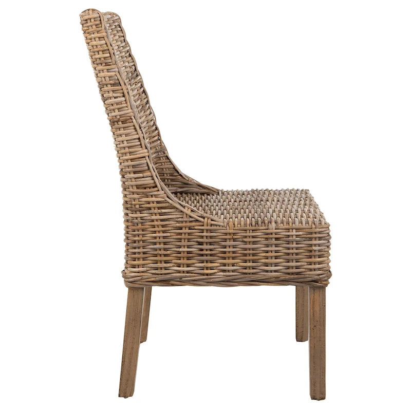 SAFAVIEH Charolette Indoor Wicker Brown Sloping Arm Chairs (Set of 2) - 20 x 24 x 39 - 20Wx24Dx39H