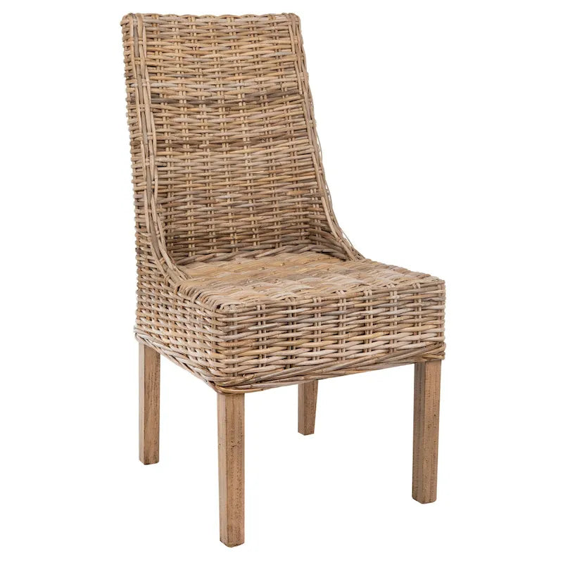 SAFAVIEH Charolette Indoor Wicker Brown Sloping Arm Chairs (Set of 2) - 20 x 24 x 39 - 20Wx24Dx39H