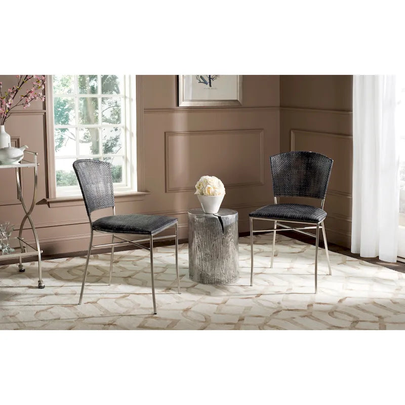 SAFAVIEH Iroda Black Dining Chair (Set of 2) - 17.5x21.8x33.3 - 18Wx22Dx33H