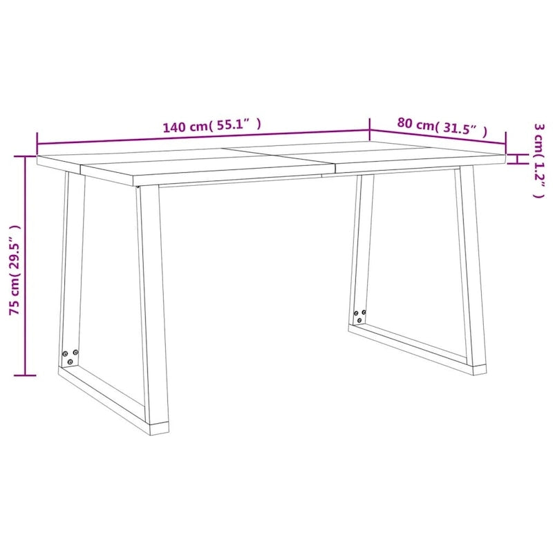 vidaXL Dining Table with Live Edge 78.7x35.4x29.5 Solid Wood Acacia