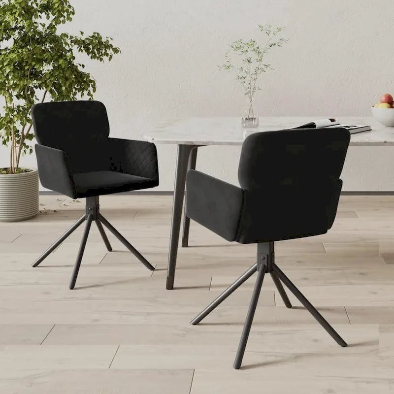 vidaXL Swivel Dining Chairs 2 Pcs Modern Accent Upholstered Side Chair Velvet - 20.3 x 23.2 x 32.9