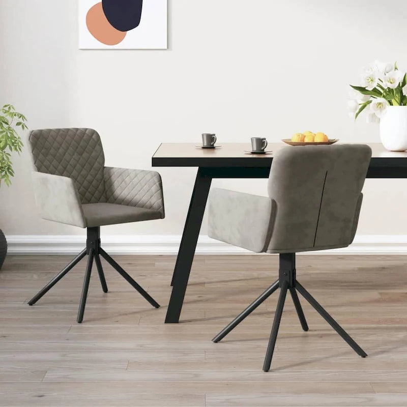 vidaXL Swivel Dining Chairs 2 Pcs Modern Accent Upholstered Side Chair Velvet - 20.3 x 23.2 x 32.9