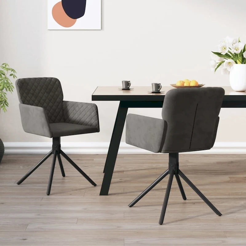 vidaXL Swivel Dining Chairs 2 Pcs Modern Accent Upholstered Side Chair Velvet - 20.3 x 23.2 x 32.9