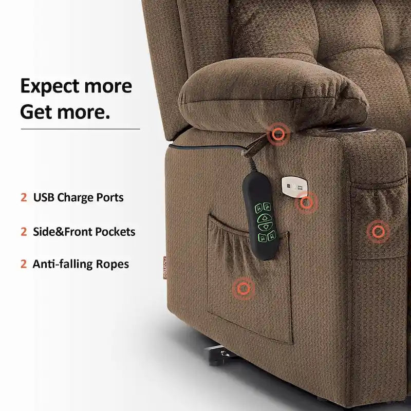 MCombo Lay Flat Lift Recliner with Power Headrest for Small Elderly People, Infinite Position Lift Chair, Fabric 7660