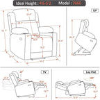 MCombo Lay Flat Lift Recliner with Power Headrest for Small Elderly People, Infinite Position Lift Chair, Fabric 7660