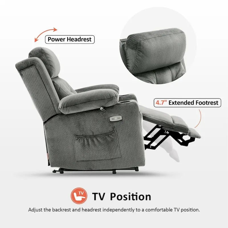 MCombo Lay Flat Lift Recliner with Power Headrest for Small Elderly People, Infinite Position Lift Chair, Fabric 7660