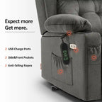 MCombo Lay Flat Lift Recliner with Power Headrest for Small Elderly People, Infinite Position Lift Chair, Fabric 7660