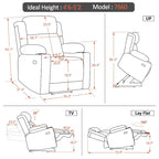 MCombo Lay Flat Lift Recliner with Power Headrest for Small Elderly People, Infinite Position Lift Chair, Fabric 7660
