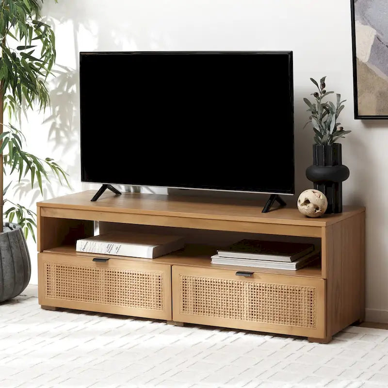 SAFAVIEH Kaitlyn 2-Drawer 1-Shelf Entertainment Media Stand (Fits Up To 55 Flatscreen TV) - 48Wx16Dx17H
