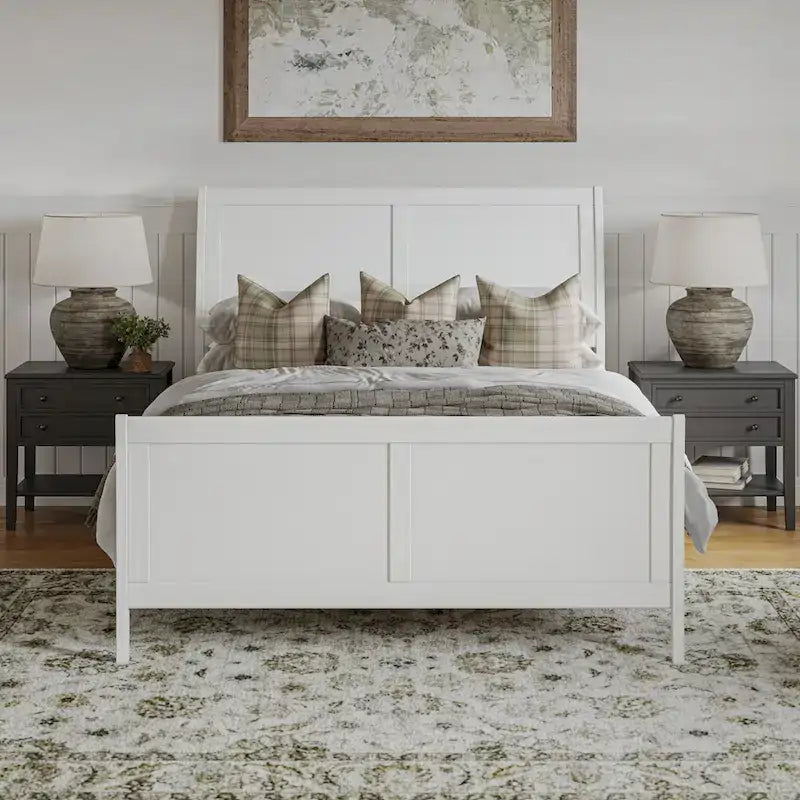 AFI, Portland Solid Wood Low Profile Platform Bed with Matching Footboard