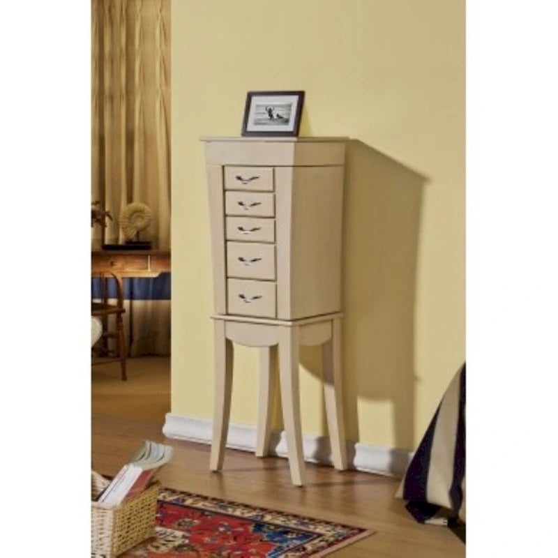 Paris Anitque White Jewelry Armoire Cabinet Organizer