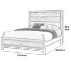 Transitional Wooden Eastern King Bed with Plank Headboard, Gray Oak