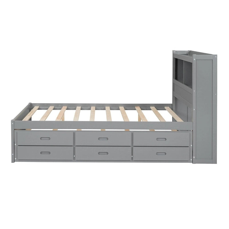 Full Size Platform Bed with Trundle and USB Plugs