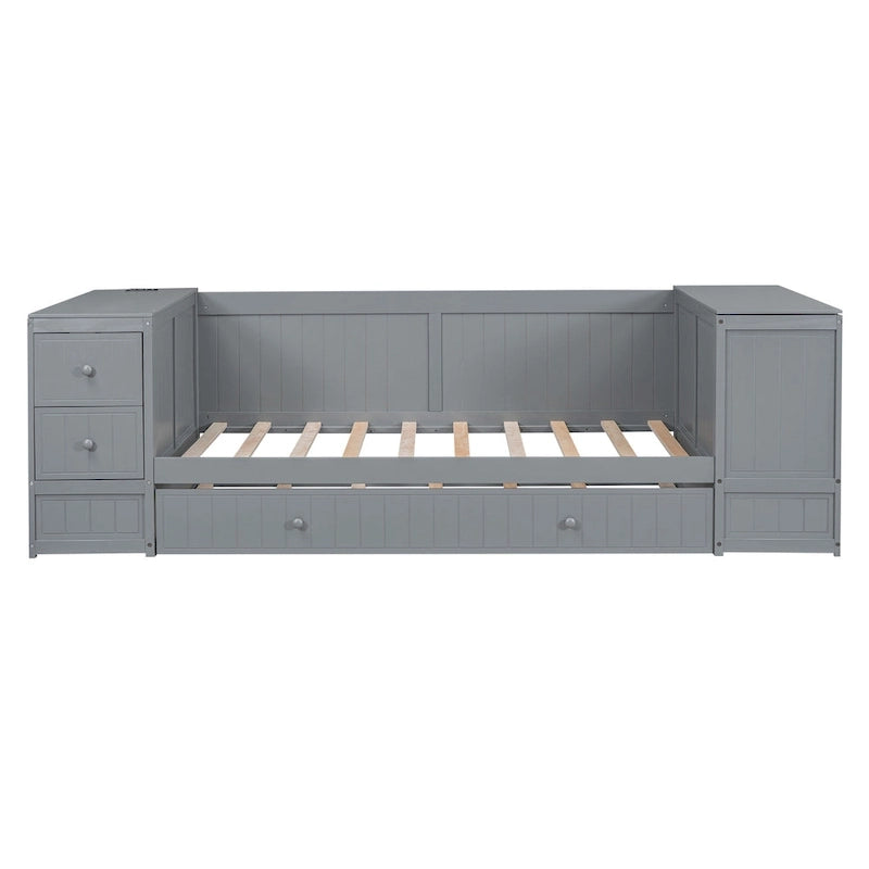 Twin Size Daybed with Storage Arms