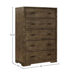 Dovetail 5-Drawer Contemporary Wood Chest, Graphite Gray