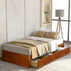 Oak Eco-Friendly Solid Pine Wood Twin Size Platform Storage Bed, 3 Drawers