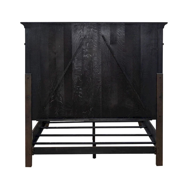 Paradise Valley Saddle Brown Panel Bed, Dresser and Mirror, & Nightstand