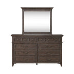 Paradise Valley Saddle Brown Panel Bed, Dresser and Mirror, & Nightstand