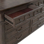 Paradise Valley Saddle Brown Panel Bed, Dresser and Mirror, & Nightstand