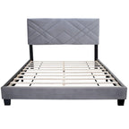Gray Collection Queen Size Upholstered Headboard Adjustable Bed Frame Velvet Fabric Hot Style Super Popular Series