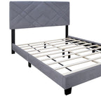 Gray Collection Queen Size Upholstered Headboard Adjustable Bed Frame Velvet Fabric Hot Style Super Popular Series