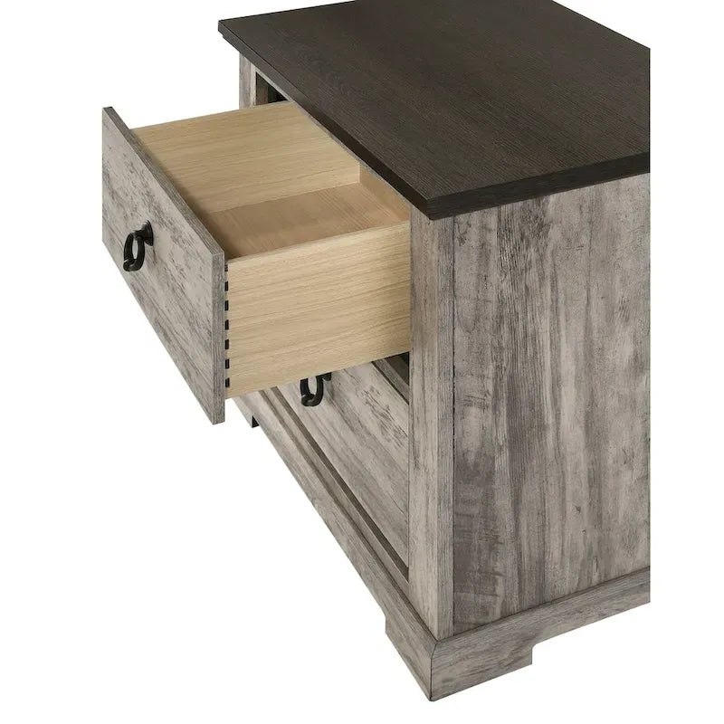 Aimon 5 Piece Gray Rustic Panel Bedroom Set