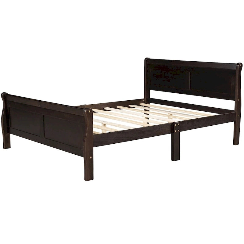CUSchoice Queen Size Wood Platform Bed with Headboard
