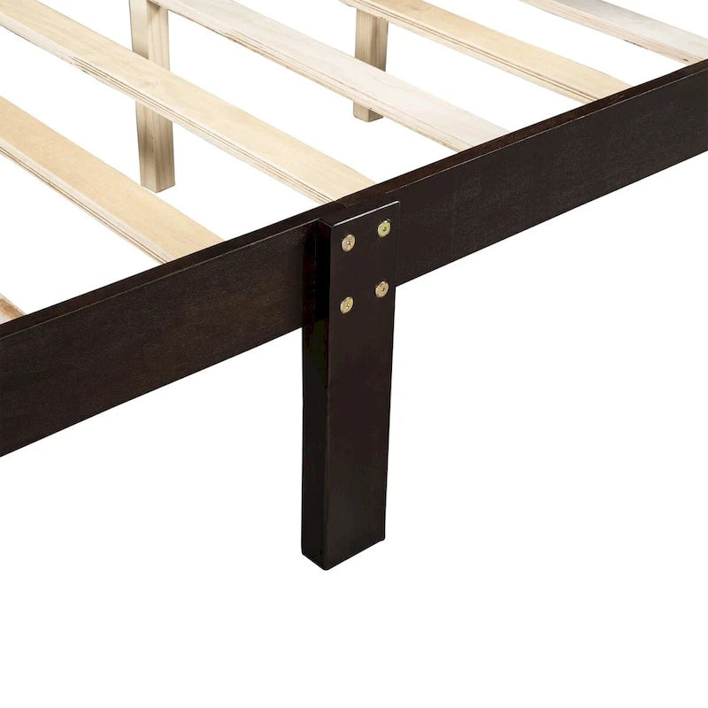 CUSchoice Queen Size Wood Platform Bed with Headboard