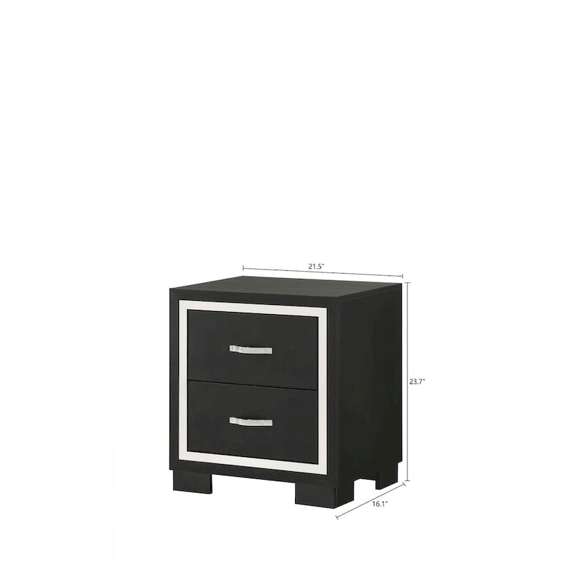 Pedro 3 Piece Black Velvel Upholstered Panel Bedroom Set