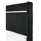 Pedro 3 Piece Black Velvel Upholstered Panel Bedroom Set