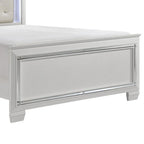 Noah Contemporary Queen Bed, LED Backlit Crystal Tufted Headboard, White