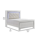 Noah Contemporary Queen Bed, LED Backlit Crystal Tufted Headboard, White