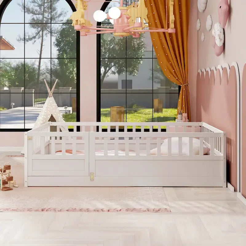 Montessori wooden children's floor bed without Support slat