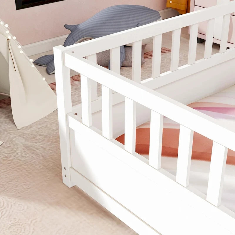 Montessori wooden children's floor bed without Support slat