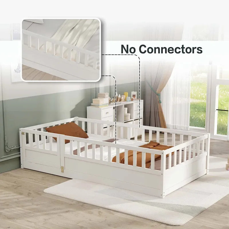 Montessori wooden children's floor bed without Support slat