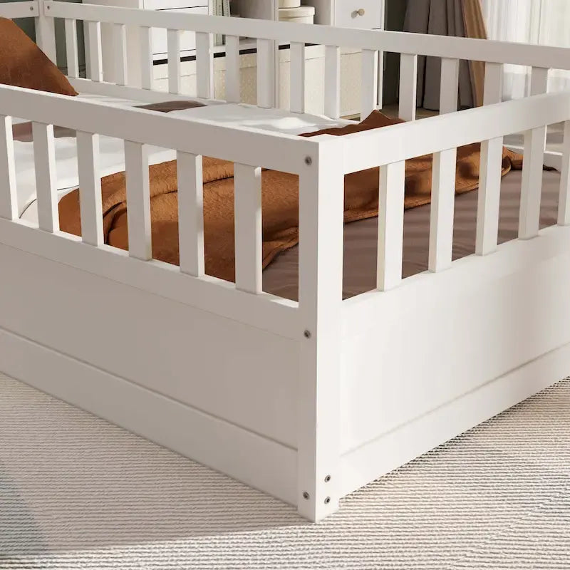 Montessori wooden children's floor bed without Support slat