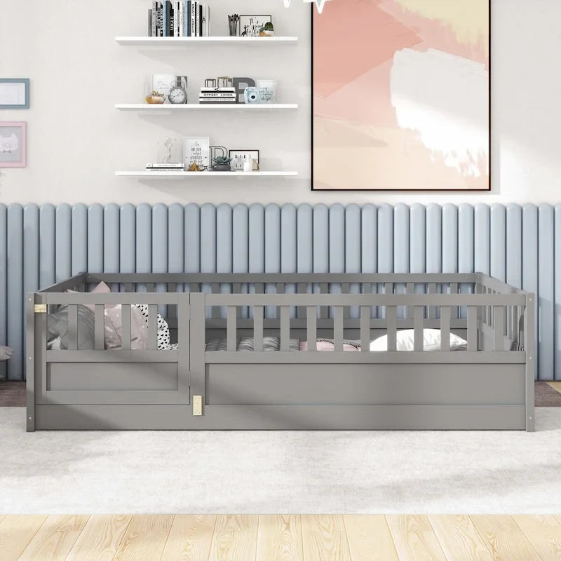 Montessori wooden children's floor bed without Support slat