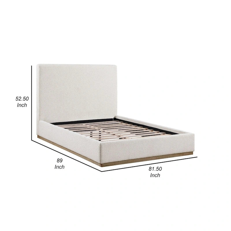 Ivory Upholstered King Bed with Panel Headboard