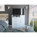 4 Drawer Dresser, Single Door Cabinet, One Open Shelf, Superior Top