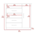 4 Drawer Dresser, Single Door Cabinet, One Open Shelf, Superior Top